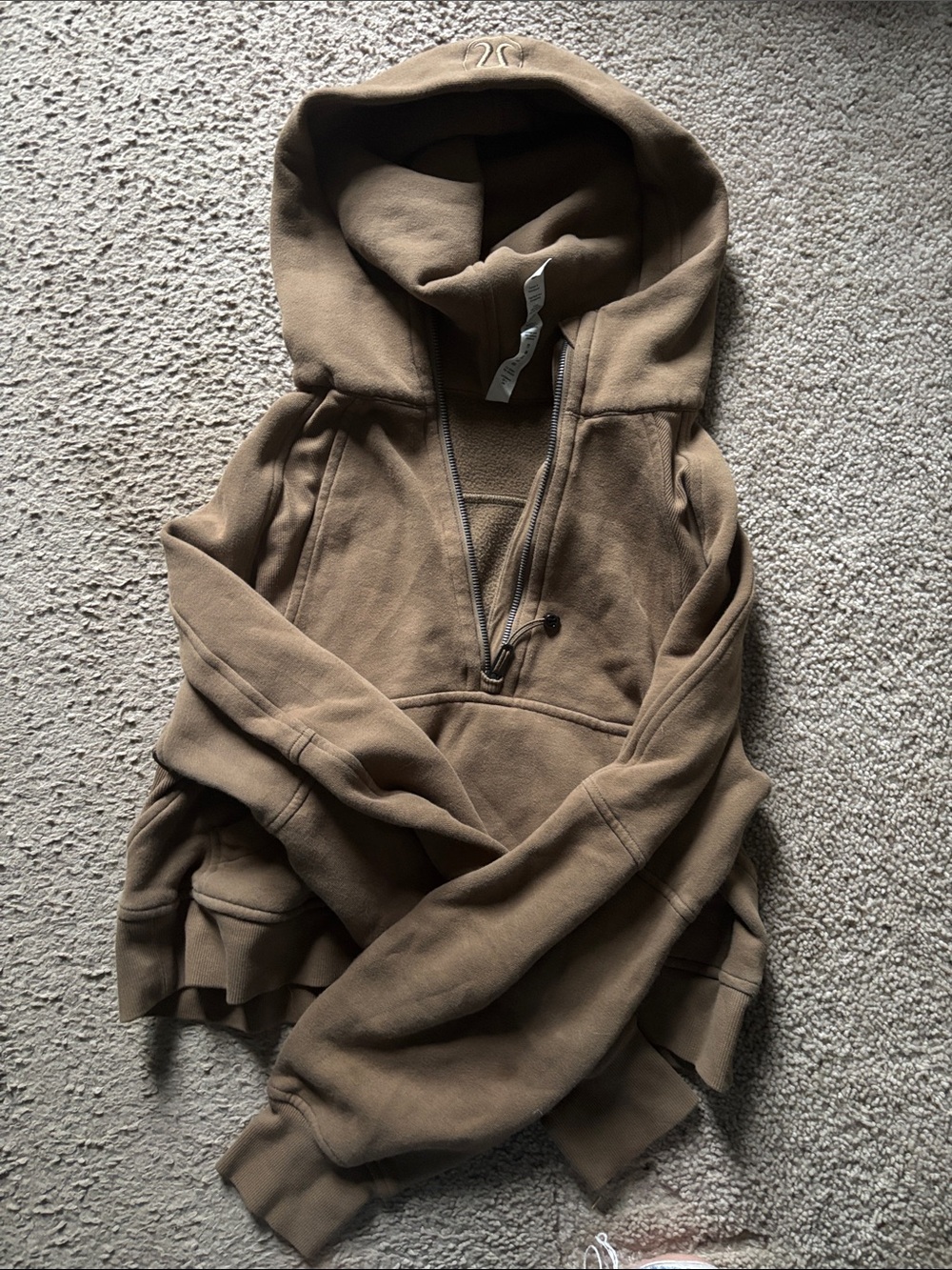 lululemon athletica Brown Half-Zip Hoodie Sweatshirt